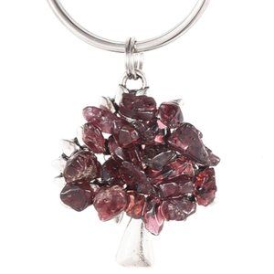 2/$10 NWOT Natural garnet Gemstone chip keychain - semi precious gem Tree